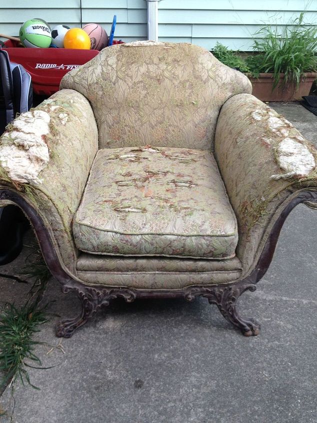 q what would you so with this old chair, painted furniture, reupholster
