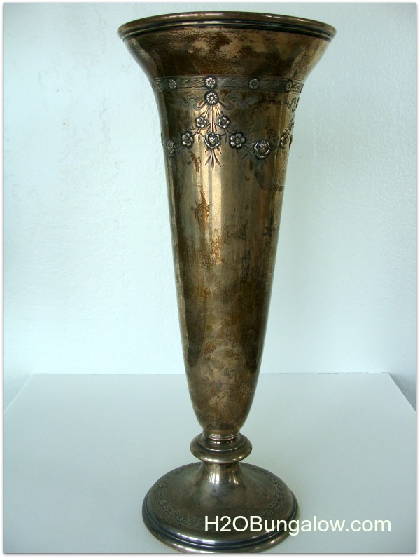 easily and naturally clean silver, cleaning tips, go green, This is the before picture of my vase