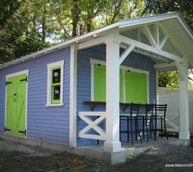 custom snack shack shed, doors, outdoor living, 4 porch extension for seating area