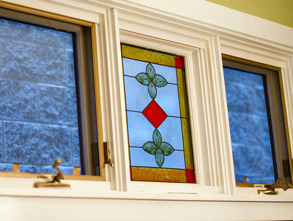 faux leaded glass window, windows, 1 Here s the before A faux stain glass window I created using Gallery Glass over a decade ago I used a hand steamer and scraper to remove the design I ll be honest it took some elbow grease