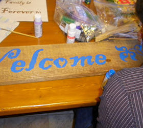 a step by step diy barn wood welcome sign, home decor, painting, Painting