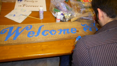 a step by step diy barn wood welcome sign, home decor, painting, Painting
