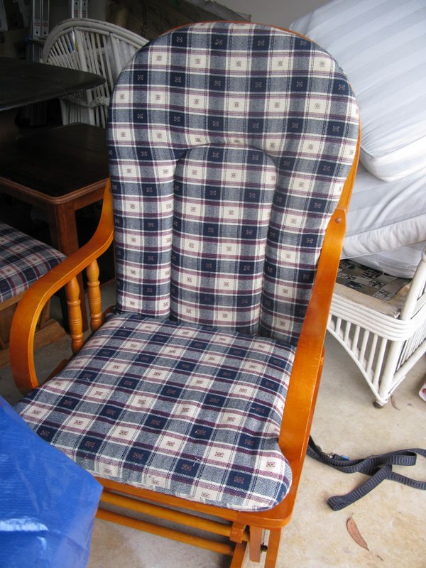 nursery rocker glider gets a makeover, painted furniture, In all it glorious check and orange pine