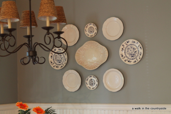updated breakfast area, home decor, kitchen design, painting, wall of plates
