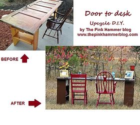 old door to new desk upcycle diy tutorial, doors, home decor, painted furniture, repurposing upcycling, shelving ideas, woodworking projects
