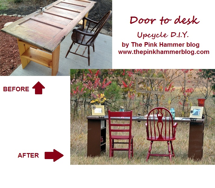old door to new desk upcycle diy tutorial, doors, home decor, painted furniture, repurposing upcycling, shelving ideas, woodworking projects