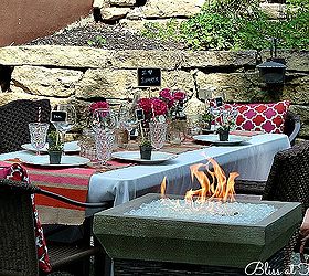 details for a perfect summer dinner party, chalkboard paint, crafts, mason jars, outdoor living, Gas fire pit from Lowes