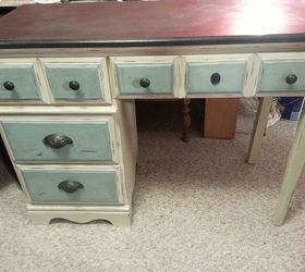 desk renovation, painted furniture, Finished