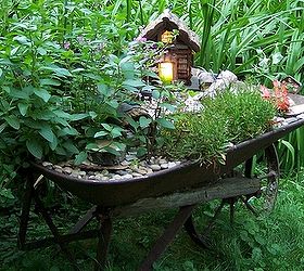 garden ideas, gardening, outdoor living, repurposing upcycling, Planting the fairy garden with the grand kids was such fun We added electricity to their fairy house