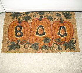 my halloween decorating so far, curb appeal, flowers, halloween decorations, seasonal holiday decor, My entry door mat