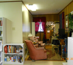 living room makeover, living room ideas, painting, Putty yellow painted walls and outdated dreary 70 s paneling