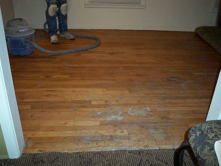 refinishing 60 year old hardwood floors, Before the stain 6 02 12 I sanded alot in soiled areas the applied bleach to the stain Would NOT recommend to anyone else