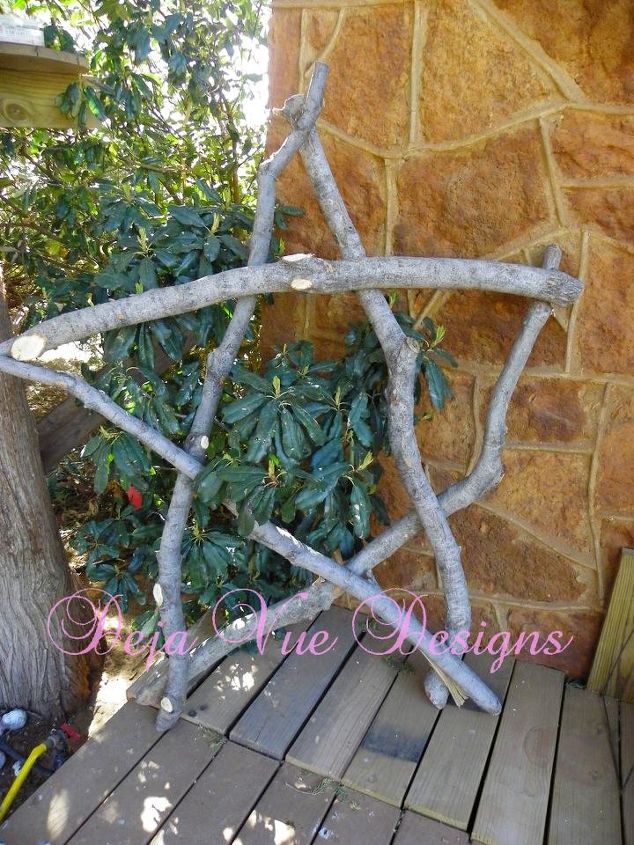 gigantic star made from branches in my yard, gardening, My 5 rustic star
