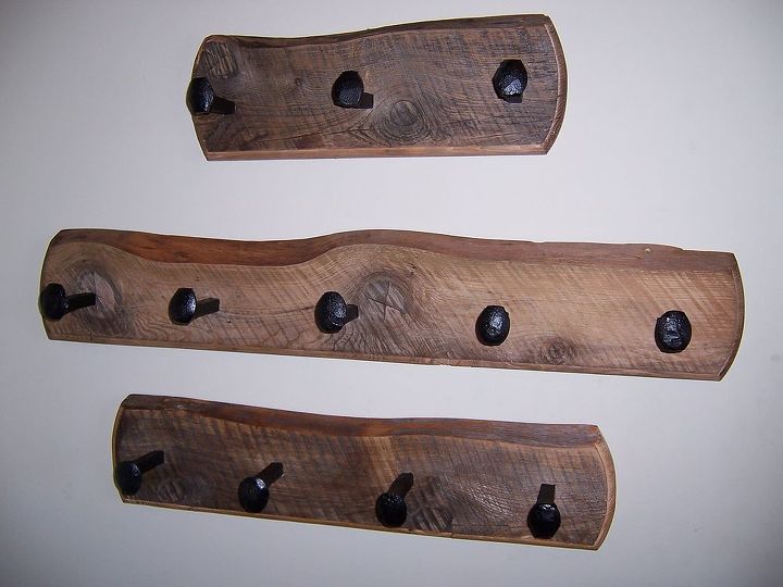 rustic look coat racks i made from recycled materials, crafts