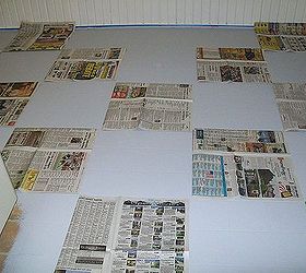 how to paint outdated linoleum floor, To get a good feel for the pattern I used newspapers