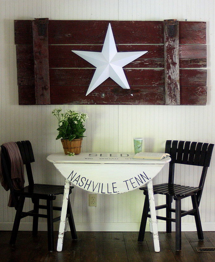 farmhouse style with a cotton seed sack inspired table, painted furniture, Breakfast nook at The Shabby Creek Cottage