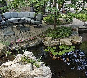 water gardens, outdoor living, ponds water features, Ample seating provides opportunity for hours of entertaining by the water garden