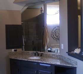 trough out old mirror no more frame it and make new looking beautiful framed, bathroom ideas, Before