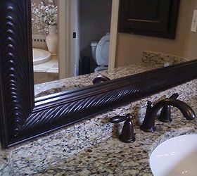 trough out old mirror no more frame it and make new looking beautiful framed, bathroom ideas, Detail