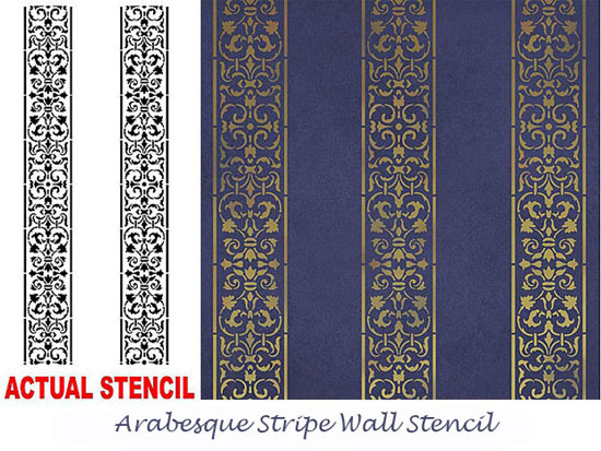border stripe stencils from cutting edge stencils, flowers, paint colors, painting, wall decor, Arabesque Stripe Wall Stencil