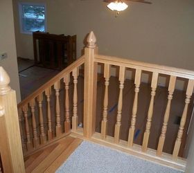 new oak stairs and railings, flooring, stairs, woodworking projects