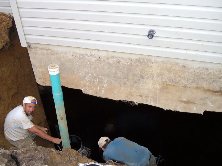 basement waterproofing, Install tar membrane