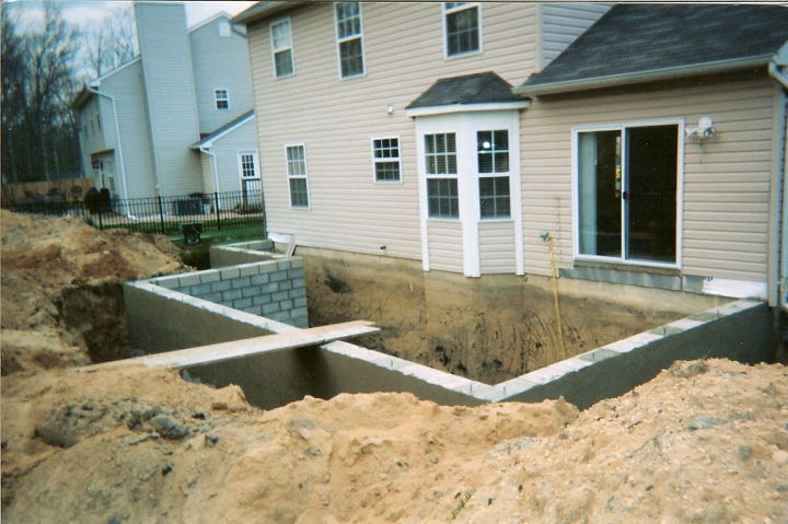 as seen in picture number one we had to create a basement which later was connected, basement ideas, bathroom ideas, dining room ideas, flooring, home improvement, kitchen design, Full Basement Installed