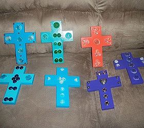 colorful wooden crosses, crafts, Made 10 in all I have sold 2 already and gave one to my boss For Boss s day