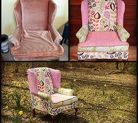 reupholstered wing back chair, painted furniture, reupholster