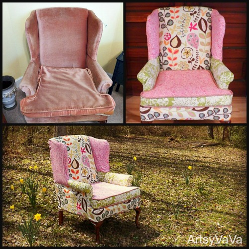 reupholstered wing back chair, painted furniture, reupholster
