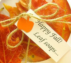 turn fall leaves into small soaps, crafts, gardening, seasonal holiday decor, I put the colored soap leaves into the DVD sleeves and tied it all up with a piece of string