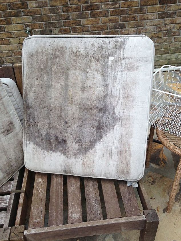 how to clean and renew outdoor furniture and stained cushions, cushions before