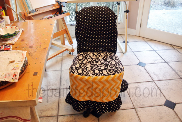 before and after office chair update, painted furniture, Uber prettiness