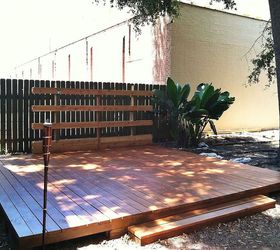 backyard deck in new orleans, Finished with water sealer Natural Cedar finish Step made of two 6 foot 4x6 posts and two 6 foot 2x6 boards Secured with metal brackets