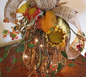budget friendly fall decor, crafts, mason jars, outdoor living, seasonal holiday decor, wreaths, Adding mini lights will add a warm ambiance to any fall decor Christmas Lights Etc carries a variety of battery operated lights that would work great for a project like this