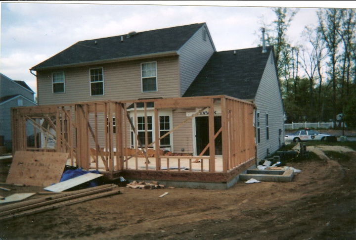 as seen in picture number one we had to create a basement which later was connected, basement ideas, bathroom ideas, dining room ideas, flooring, home improvement, kitchen design, First Flr Frame Started