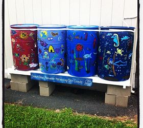 water your garden save money and live green with a rain barrel, gardening, go green, Painted Rain Barrels