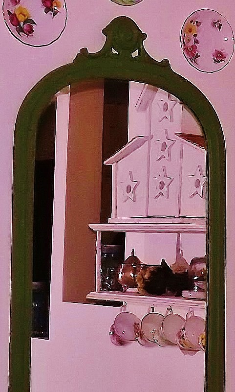 my favorite tool, tools, Here is an antique mirror I painted with craft paint I love the colour but it was way too dull and un interesting