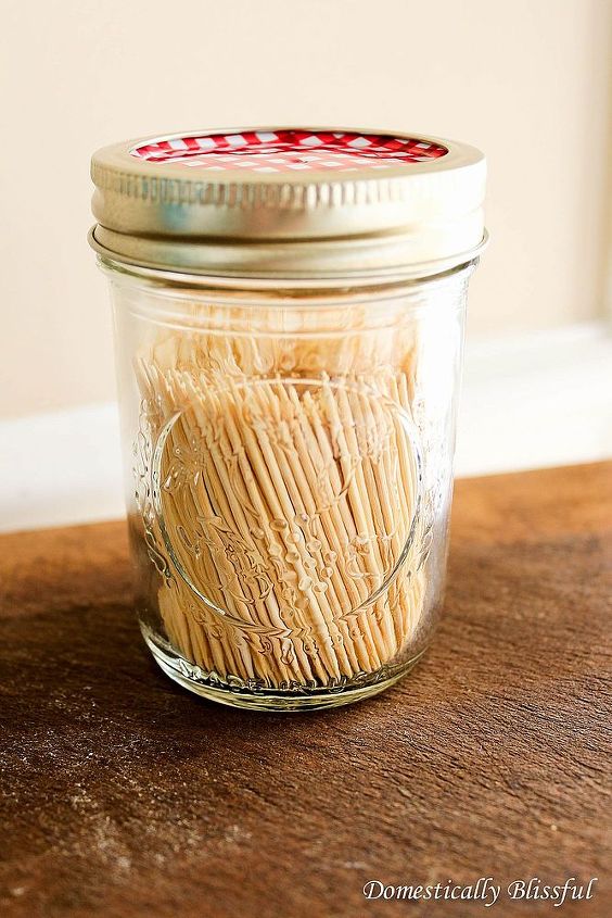 mason jar toothpick dispenser, mason jars, repurposing upcycling, A perfect solution to a messy drawer of toothpicks