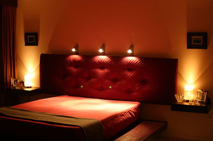 hanging custom headboard on wall in guest room, bedroom ideas, home decor, With lights to create ambiance