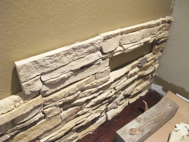how to install faux stone on a inside wall, concrete masonry, diy, how to, wall decor