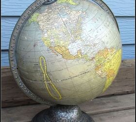 top ten vintage thrifty finds of 2012, repurposing upcycling, This Cram s Terrestrial 12 inch globe was purchased for 10 at a second hand shop I think it is from the late 1930 s