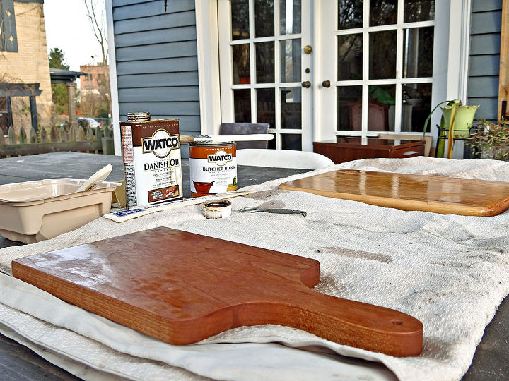 diy bread boards the perfect hostess gift, crafts, diy, how to, Stained with food safe oils I used Watco butcher block oil danish oil in medium walnut