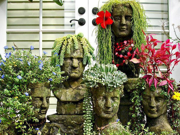 garden art decor planters, gardening, home decor, The stones faces I d like to copy