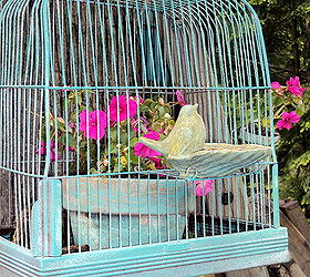 for the birds, gardening, Aqua Bird Cage repurposed as a Hanging Basket