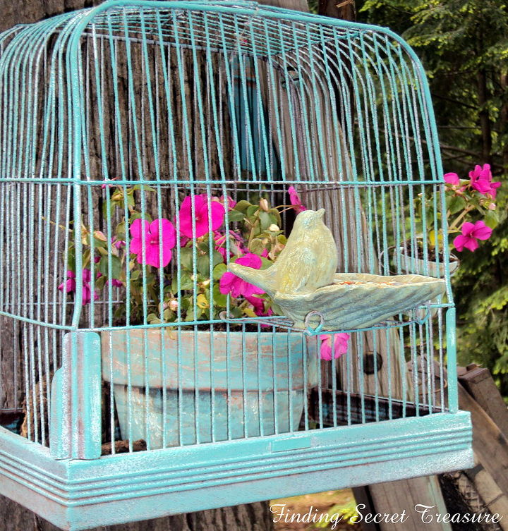para los pjaros, Aqua Bird Cage reutilizado como una cesta colgante