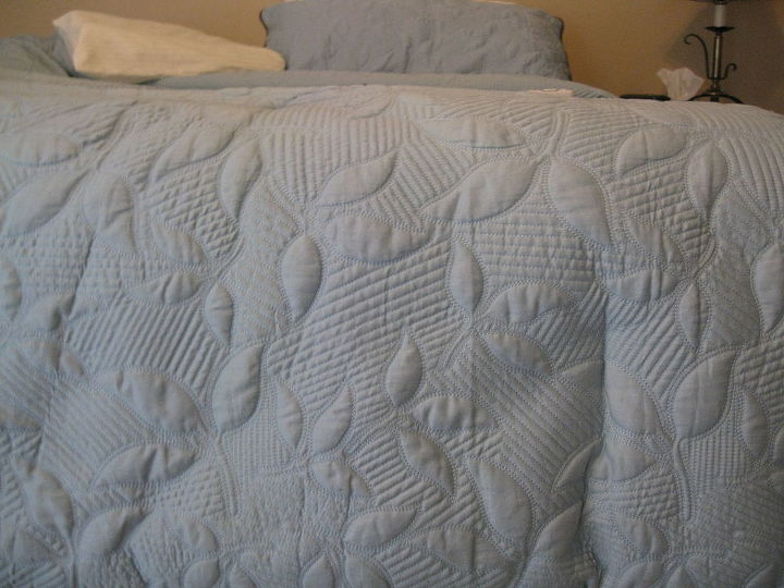 q necesito consejo sobre los colores de pintura para mi dormitorio principal y el bano, Sombra de la cubierta de la cama azul