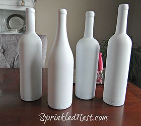 embellished upcycled wine bottles, crafts, repurposing upcycling