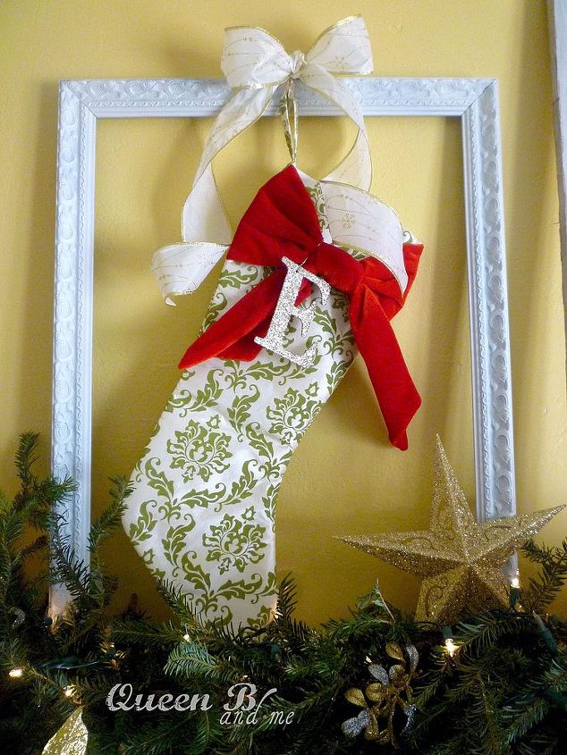 queen b christmas hang your stockings in an old frame, christmas decorations, seasonal holiday decor