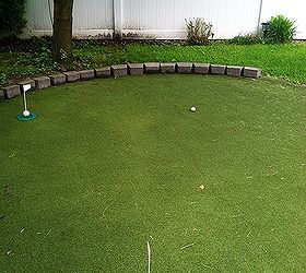 diy backyard golf green my dad s gift to himself for father s day, Border stones